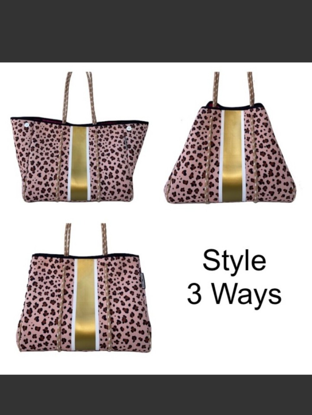 2pc Leopard 🐆 Print Large Tote Bag & Matching Zip Pouch-Wristlet 🤎 - Picture 5 of 10
